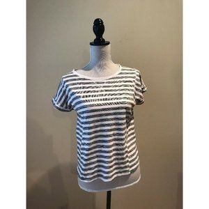 Athleta S Boxy Tee T-Shirt Heather Striped Fitness
